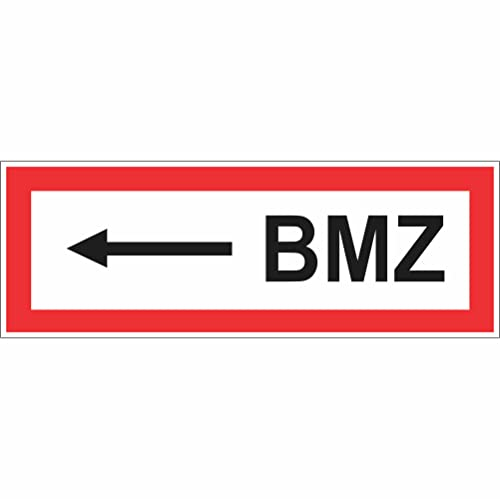 Indigos UG - Schild Brandschutz BMZ - Brandmeldezentrale - 29,70x10,50cm - Warnung - Sicherheit - Hotel, Firma, Haus - Aluverbundplatte 3mm - Hinweisschild - Warnschild