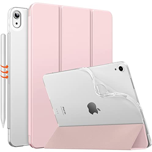 MoKo Hülle für iPad Air 11 Zoll M4/M3/M2 (2026/2025/2024), Helle Rosa | iPad Air 5./4. Gen 2022/2020 10,9 Zoll Dünn Ständer Schutzhülle mit Weicher TPU-Rückseite PU Leder Auto Schlafen/Wachen