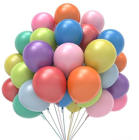 50 Pcs Latex Balloons, 10 Inch Rainbow Party & Wedding Pack