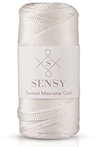 Sensy Premium - Cuerda de poliéster de 2 mm, 230 Metros, 100% Polipropileno, Cuerda de macramé, Cuerda de Ganchillo de 2 mm, Hilo de Ganchillo, Regalo para tejedor (Crudo)