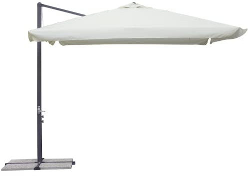Gruppo Maruccia - Ombrellone da Giardino 3x3 Metri - Palo Laterale a Sbalzo in Alluminio Antracite - Telo Idrorepellente Anti Raggi Uv (Bianco)