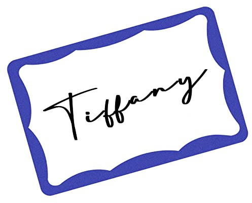 390Pcs Name Tags, 3in x 2in Name Tag Stickers, Name Tags Sticker for School Office Home(White with Blue Border)