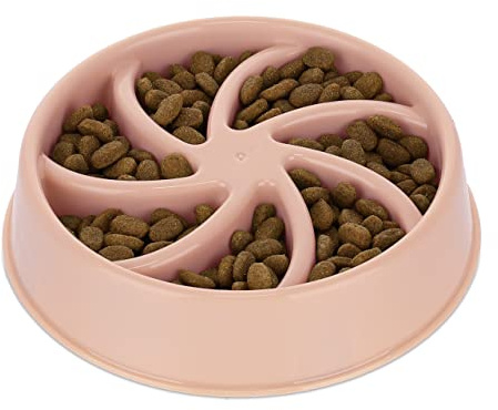 Relaxdays Anti Schling Napf, Futternapf für Hunde, Tiernapf 600 ml, langsames Fressen, Hundenapf spülmaschinenfest, rosa, 100% Kunststoff, 5 x 20.5 x 20.5 cm
