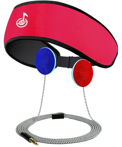 MMUSS Adjustable Sleep Headphones Ear Warmers Stereo with Headband Ear Muffs Ultra Thin Speakers.Perfect for Side Sleeper,Sports,Air Travel,Meditation (Wine Red)