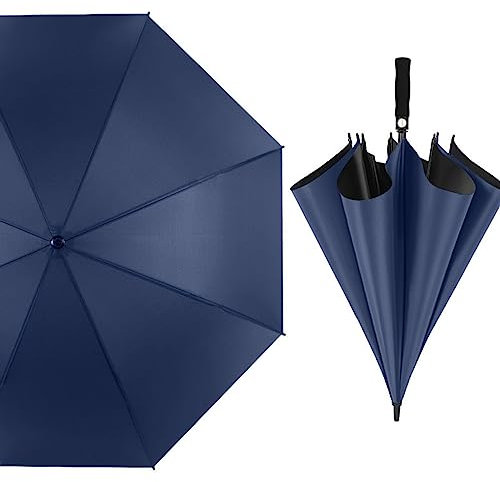 Business Doppelschicht Regenschirm mit langem Griff Golfschirm Supergroßer Sonnenschirm mit geradem Griff, drei Farben, 30 Zoll (blau)
