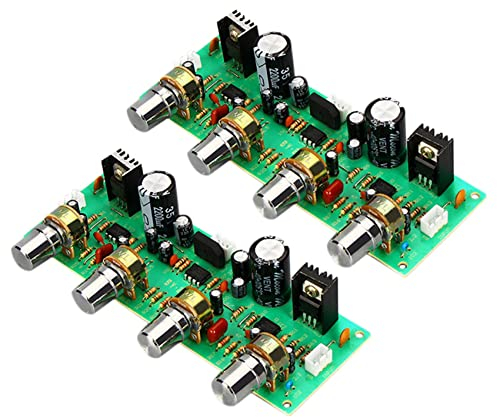 Fegtrty 2X 12V NE4558 HiFi Preamp Tone Board VorverstäRker Platine mit Bass HöHen LautstäRke Regler