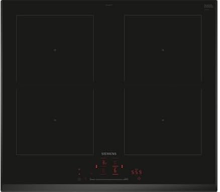 Siemens ED651HQB1E iQ500 - Placa de inducción inteligente de 60 cm, autosuficiente, sin marco, touchSlider, extractor de humos inteligente, powerBoost, botón favorito, inducción combinada, color negro