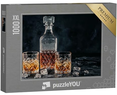 Puzzle 1000 pièces XXL « Verres à Whisky avec Un décanteur carré »