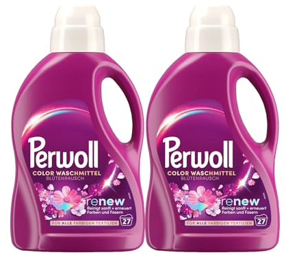 PERWOLL Blütenrausch Waschmittel 2x 27 WL (54 Waschladungen), Feinwaschmittel reinigt sanft und erneuert Farben und Fasern, für alle farbigen Textilien, mit Dreifach-Renew-Technologie