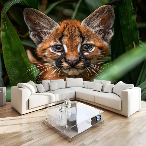 Fotomural Animal lince de la selva Fotomural Pared, 250x175 cm Papel Pintado 3D, Fotomurales Decoración de Comedores Moderna Lana Sala Cuarto Salón