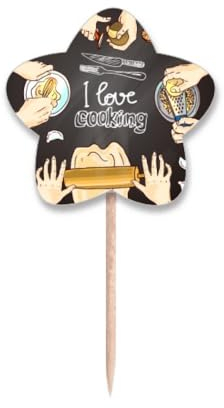 I Love Cooking - Palillos de dientes de patata, con etiqueta de estrella, palillos para cupcakes