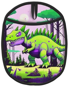 Set di presine in silicone con dinosauro verde, resistenti al calore, per cucinare, cuocere e piatti caldi