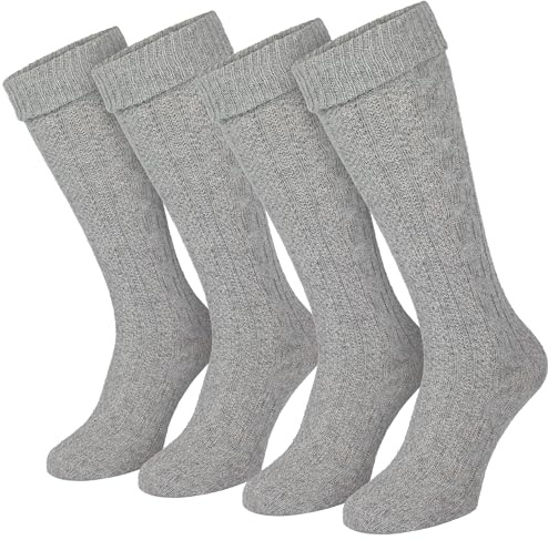 Black Snake 2 Paar Trachten Kniestrümpfe für Damen & Herren - mit Zopfmuster & Umschlagbund - weicher Baumwollmix - ideal zur Lederhose & Tracht