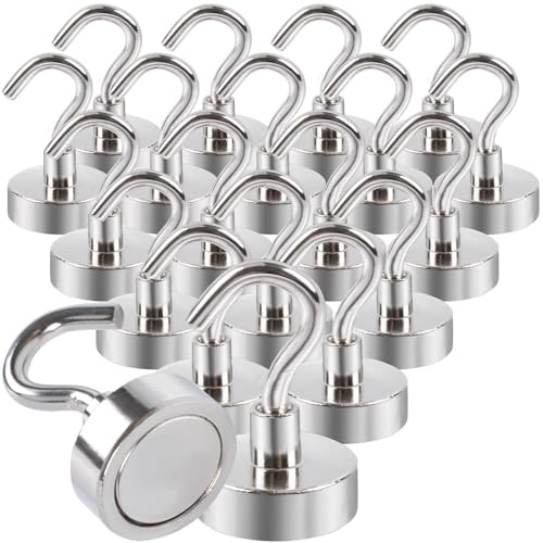 Aenienoe 20 st extra starka magnetkrokar neodymmagnet med kraftfull krok liten 20 mm ingen anledning att göra hål magneter frigoframe järn, tak, kök, tung magnet krokar