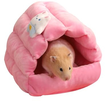 Lit Pour Cochon D'Inde,Petite Maison D'Hiver Pour Animaux De Compagnie,Lit D'Hiver Chaud Et Doux,Pour Les Petits Lapins,Cobayes,Hamsters,Chinchillas Et Autres Petits Animaux De Compagnie (Rose)