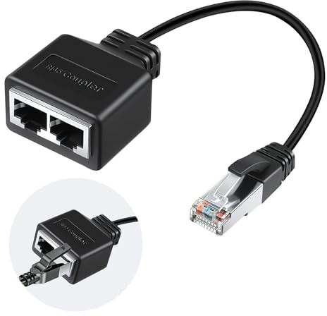RJ45 splitter adapter, Lan Splitter 1 till 2, Lan Kabeladapter, LAN Ethernet-nätverk 1 till 2 kablar, Female Plug Adapter LAN Splitter, för Ethernet Cat5, Cat5e, Cat6, Cat7