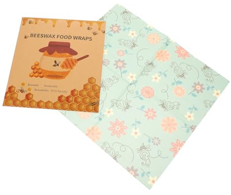 BEBEMOKO Beeswax Food Wraps 3pcs Set Reusable Sustainable Food Wrapping Sheets Beewax Cloth for Kitchen and Storage in Purple Red Floral Pattern