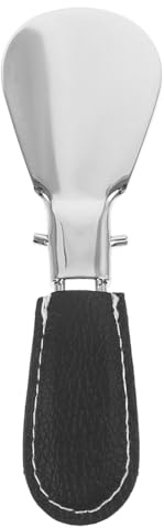 SHERCHPRY Calzador De Acero Inoxidable Plegable Con Funda Protectora De Pu Compacto Y Portátil Para Hombre Mujer Y Personas Mayores Ayudante Multifuncional Para Zapatos De Viaje