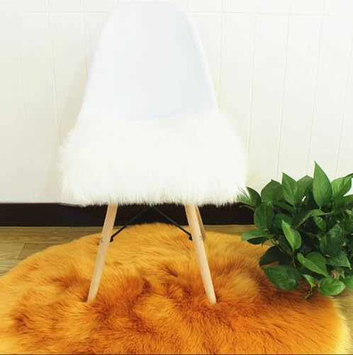 champracer Kunstfell Teppich Stuhlkissen Klein Quadratisch Sitzbezug Flauschiges Kissen Teppichmatte Weich Flauschig Wohnzimmer Schlafzimmer Sofa Fotografie Stuhl-Sitzkissen (weiß,40x40 cm)