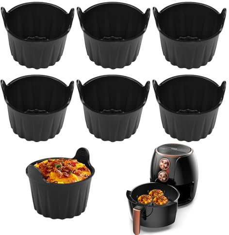 6 Stück Airfryer Silikonform Eierform, Auflaufförmchen für Luftfritteuse, Muffinform Silikon Airfryer, Silikon-Auflaufförmchen für Luftfritteuse, Silikon Muffinförmchen für Luftfritteuse, Backofen