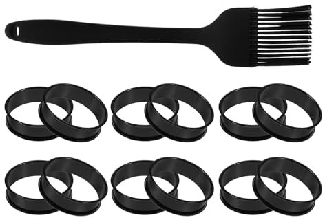 Amosfun 1 Juego Molde de torta Molde para tartas anillos de muffins ingleses molde para panqueques anillo de muffins molde para pan de hamburguesa molde de bricolaje Acero inoxidable Black