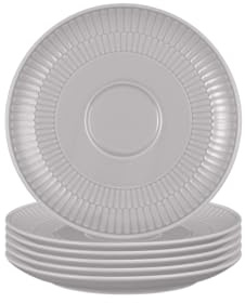 Seltmann Weiden Amina - Set di 6 piattini da 16 cm, rotondi, con motivo in rilievo, adatti per tazze da caffè e tè, lavabili in lavastoviglie e microonde, in porcellana, colore: grigio