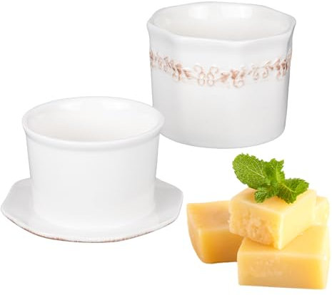 Beurrier vintage avec couvercle - Beurrier de cuisine - Style français - Hermétique - Doux - Rangement du beurre
