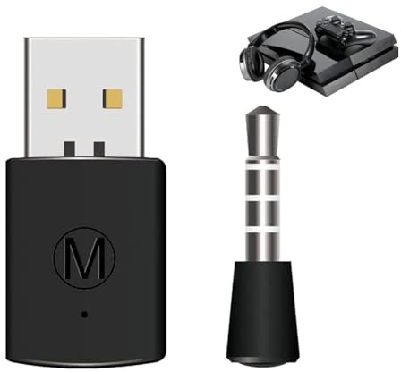 Risegun Bluetooth Adapter für PS4, Mini USB 4.0 Adapter Dongle Transmitter und Empfänger für PS4 Bluetooth Headset