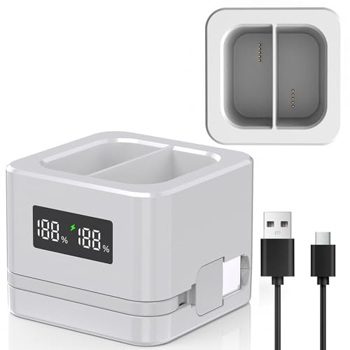Dual Ring Battery Charger/Charging Station with LED Display, Compatible with Ring Video Doorbell 2/3/4/3Plus/Spotlight Cam, Type-C Input, Multiple Charging Options