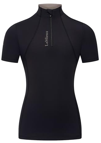 LeMieux Young Rider Classique Base Layer - Kids Short Sleeve Horse Riding Top - Children's Equestrain Apparel - Black - 11-12 Years