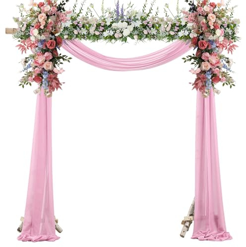 BEELUKY Querbehang Freihanddeko Rosa 160x600cm | Hochzeitsbogen Gardinen, Hochzeit Vorhang, für Fotografie Bühnendekoration, Hochzeitsfeier Wohnzimmer Party