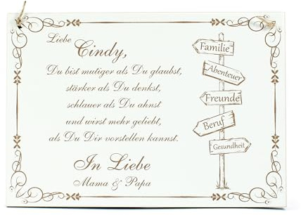 Dekolando Personalisiertes Schild mit Name - Geschenk Schulabschluss, Abi, Jugendweihe, Kommunion, Konfirmation - Neuer Lebensabschnitt Spruch - Wegweiser Holzschild 18x13 cm