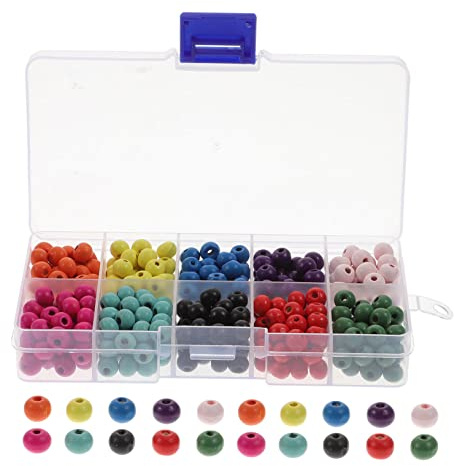 TEMPNAP Holzperlen zum Basteln 6x7mm Bunte Selbstgemacht Perlen mit Loch für Schmuckherstellung Armbänder Dekoration Handgefertigte Bastelmaterialien Zufällige Farbe