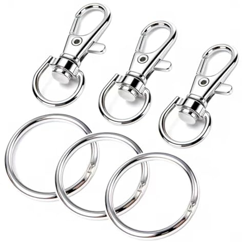 80 Stück Schlüsselring Klein Karabiner Schlüsselanhänger Basteln Selber Machen Ringe Karabinerhaken mit Drehgelenk Metall -Silber