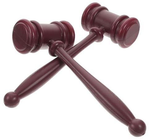 WEKAMOS 2pcs Judge Gavel Toy for Children, Educational Plastic Auction Hammer Set, Boys and Girls Role Play Courtroom Hammer for Pretend Play and Learning