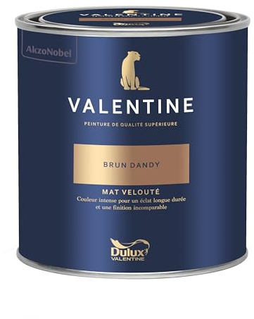 Dulux Valentine - La VALENTINE - Peinture intérieure en phase aqueuse de haute qualité - Couleur intense & pouvoir couvrant élevé - Mat Velouté Brun Dandy 0,5 L