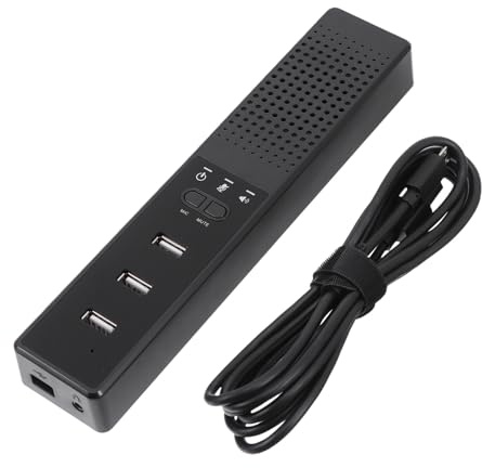 SOLUSTRE USB Lautsprecher und Mikrofon für PC und Laptop mit Stereo Effekt Leichtes Abs Material für Schule und Zuhause Kleiner Chat Mikrofon mit 3 USB Anschlüssen