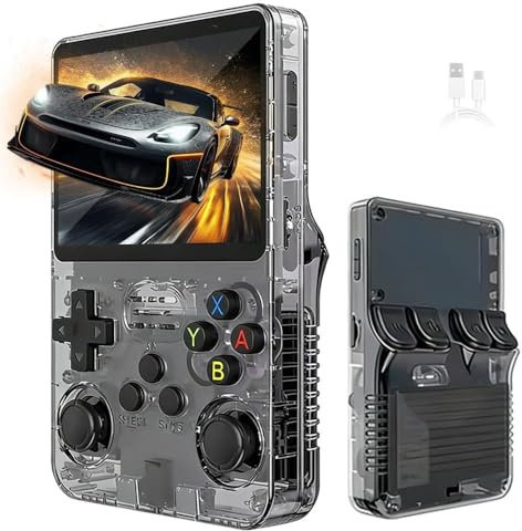 R36S Handheld Game Console, Retro handheld games consoles with 3.5 Inch Ips Display, 64G TF Card and 15000+ Classic Games, Portable Pocket R36S Game Console (Black)