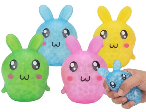 8 Stücke Osterhasen Stressbälle,, Osterhasen Quetschbälle zur Stressreduzierung und Sensorik für Erwachsene, Als Dekoration oder Geschenk (4 Farben)