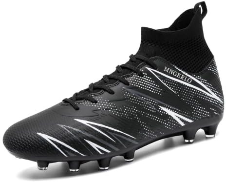 LAZAZAFI Men's Football Boots High Tops Cleats Soccer Shoes | Astro Turf Trainers, Professional Athletics Sneakers, AG/FG studs, Teenager Competition Sport Futsal Shoes