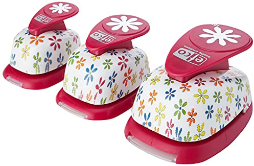 Efco Motivstanzer-Set Gänseblümchen, 16 mm/25 mm/37 mm, 3-teilig, Kunststoff, Rose, 20 x 10 x 4 cm