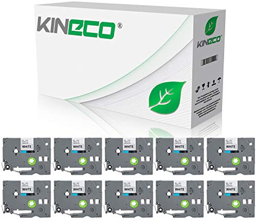 Kineco 10 Schriftbänder kompatibel für Brother TZE-231 TZ-231 12mm/8m Schwarz auf Weiß P-Touch H100LB H100R H105 E100 E100VP D200 D200BW D200VP D210 D210VP