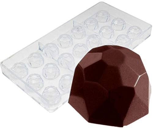 Schokoladenform für Pralinen oder Eiswürfel, Diamant-Form, Polycarbonat, 21 Löcher, transparent, Küchenzubehör, Kuchenform – 27 x13,5 x 2,4 cm.