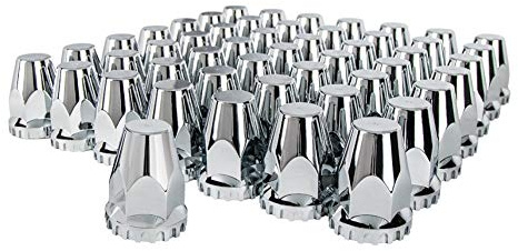 United Pacific 10064CB Wheel Lug Nut Cover, 33mm x 2-3/4, Chrome, Plastic, Thread-On, Bullet Shape
