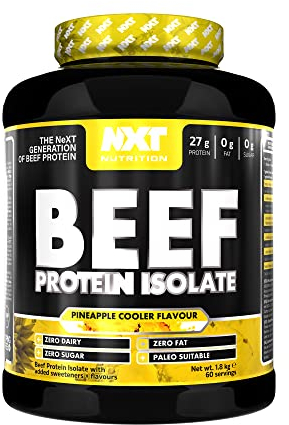 NXT Nutrition Beef Protein Isolate Powder - Protein Powder High in Natural Amino Acids - Paleo, Keto Friendly - Dairy and Gluten Free - Muscle Recovery | 1.8kg | Pineapple