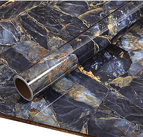 40cm X 200cm Elegant Blue Stone Marble Paper Peel Stick Granite Vinyl Wallpaper Film Kitchen Bathroom Countertop Sticker Furnitures Marble Sticky Back Plastic Roll