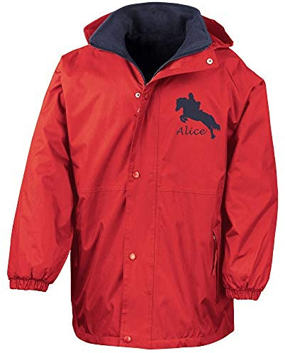 Luvponies Chaqueta de equitación personalizada, Rojo/Azul marino, L (44 adult chest)