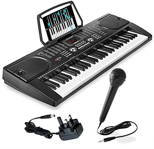 Crystals® 61 Keys Electronic Teaching Keyboard Digital Music Piano Instrument & Microphone - Black