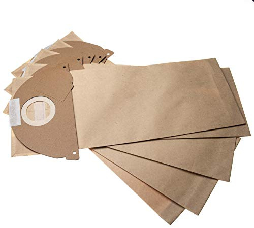 vhbw 5x Staubsaugerbeutel kompatibel mit Kärcher 15 | 2101, 2101 TE, 2111, 2301, 4000 Plus, 4000 TE, 5125, A 2101 Staubsauger - Papier, 42,4cm x 16,9cm braun