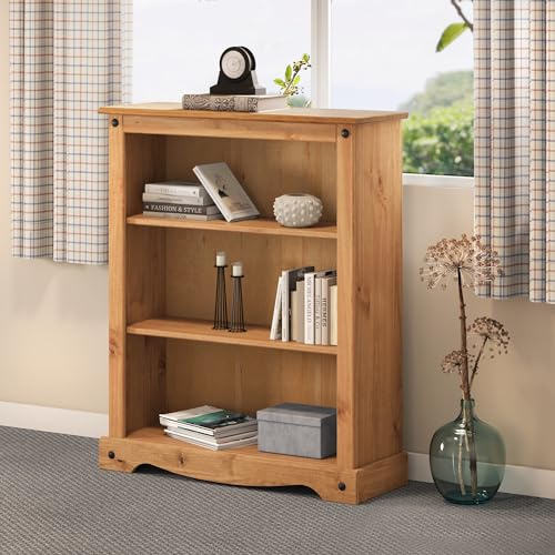 Corona Furniture Corona Small Bookcase Solid Wood Pine Wooden Shelves Shelving Display Office Bedroom Living Room Kitchen Mexican Style 100cm High 82cm Wide 29cm Deep